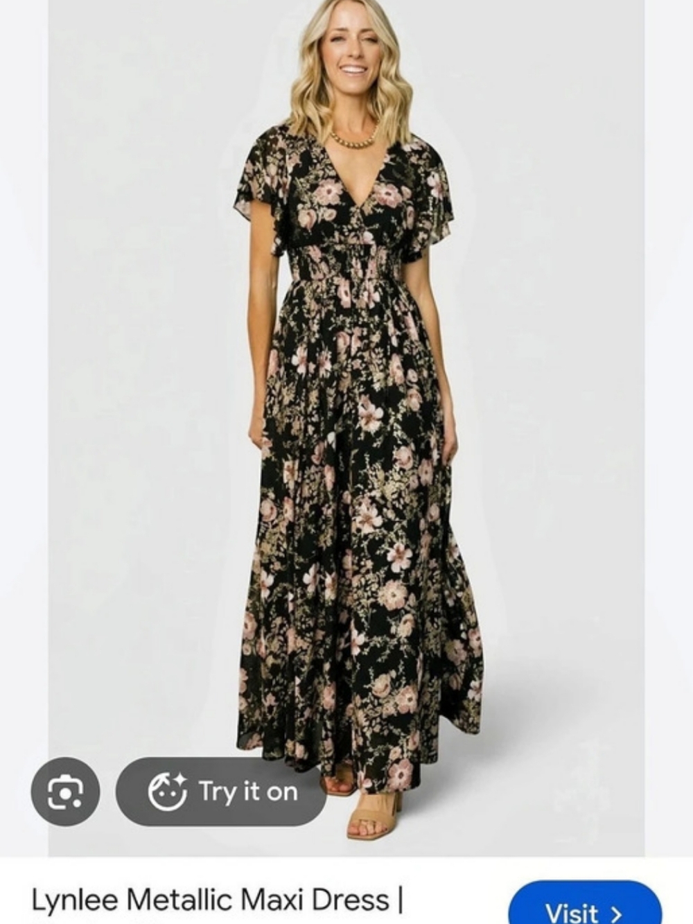 Baltic Born Lynlee Metallic Maxi Dress Black & Pink NWT  Size XL